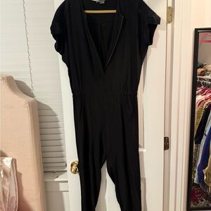 Vince Black Jumpsuit with V-Neck and Cap Sleeves